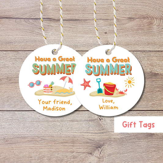 Have A Great Summer, Happy Last Day End of School Party Favor Gift Bag Tags