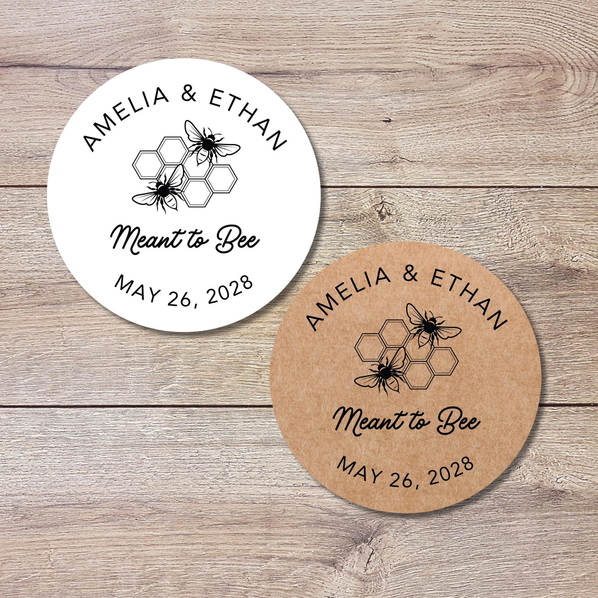 Personalized Meant to Bee Round Sticker, Custom Wedding Bridal Shower Party Favor Labels