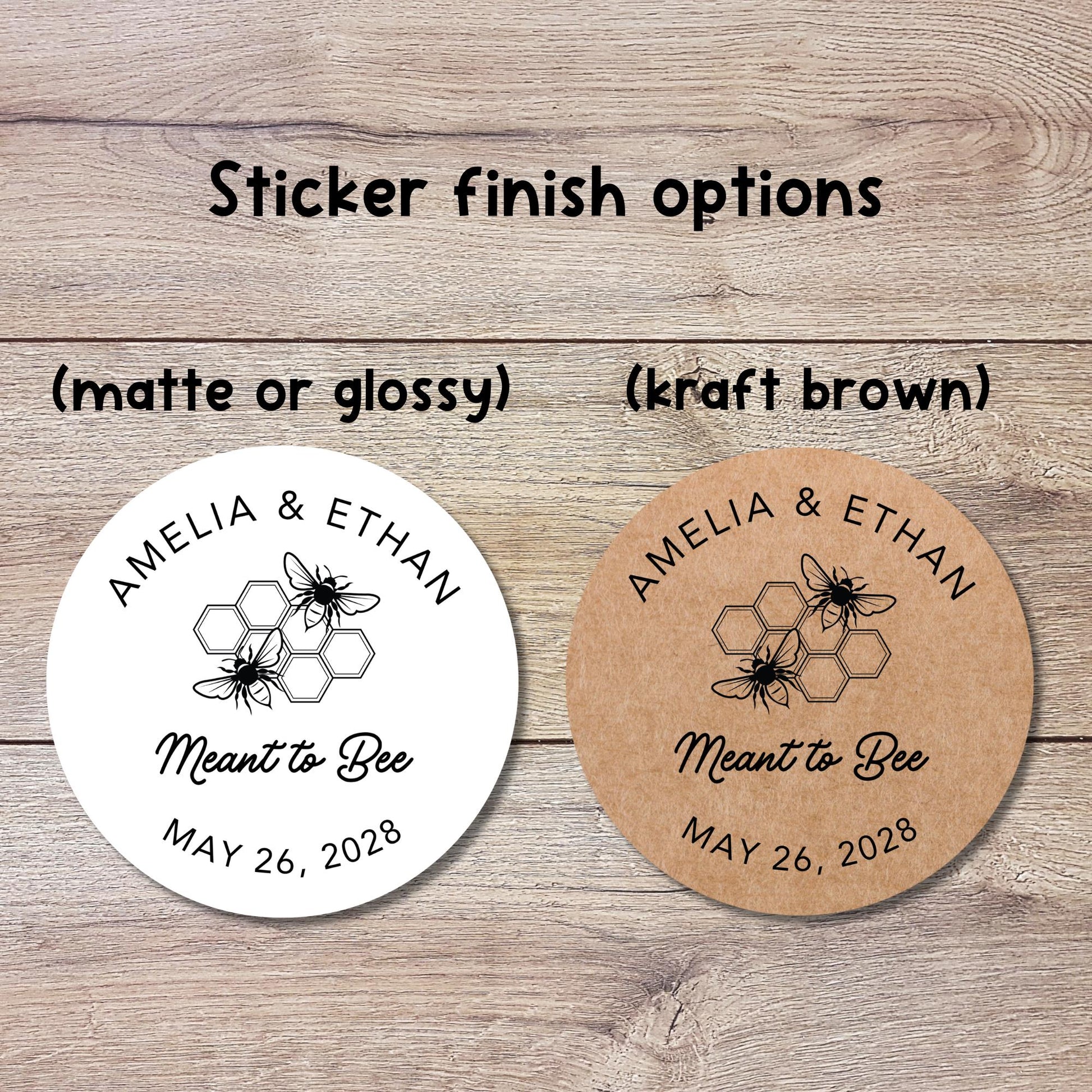 Personalized Meant to Bee Round Sticker, Custom Wedding Bridal Shower Party Favor Labels
