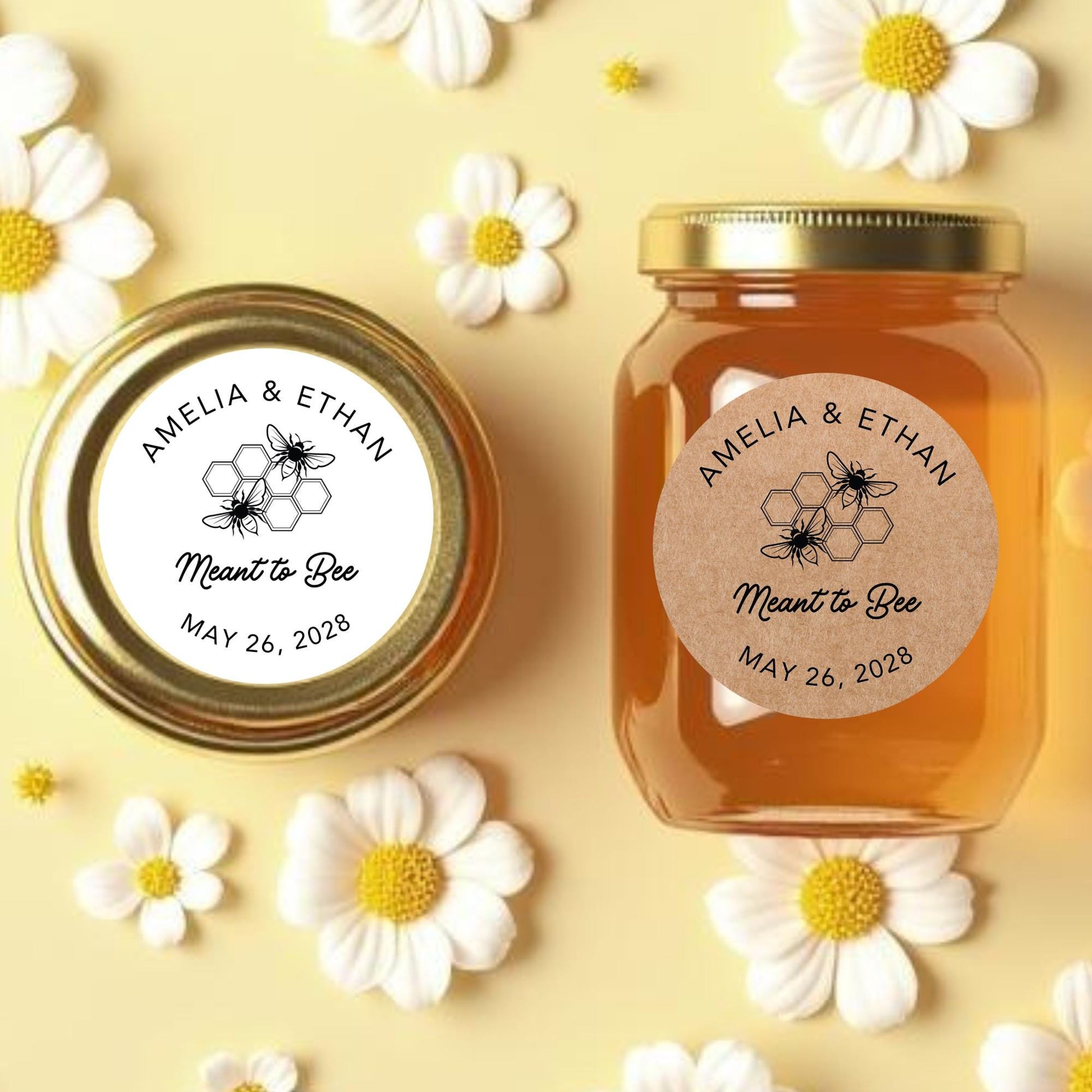 Personalized Meant to Bee Round Sticker, Custom Wedding Bridal Shower Party Favor Labels
