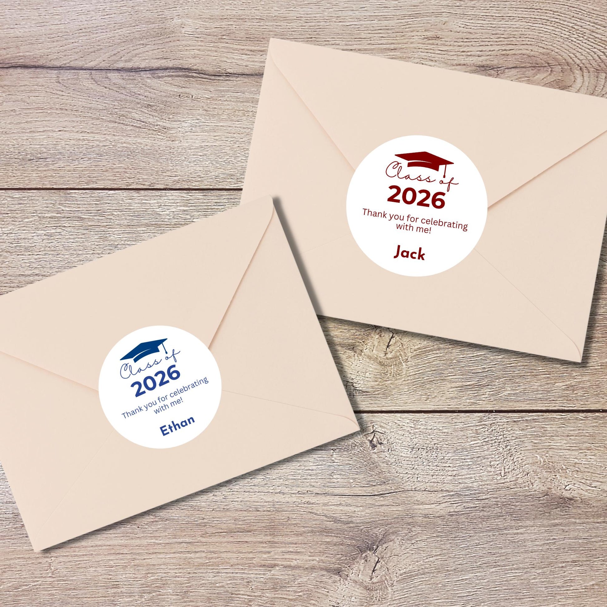 Class of 2026 Graduation Thank You Stickers, Personalized Party Favor Gift Bags, Envelope Seal Labels