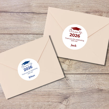 Class of 2026 Graduation Thank You Stickers, Personalized Party Favor Gift Bags, Envelope Seal Labels