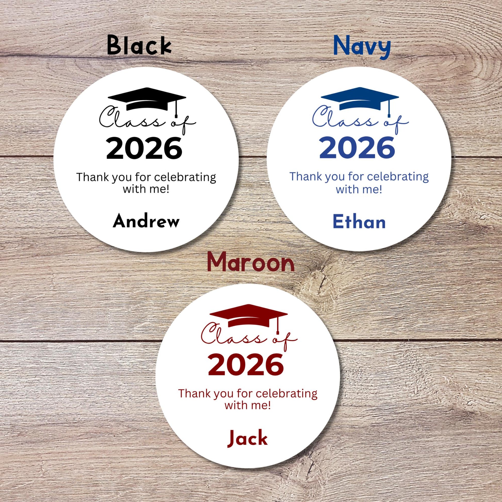Class of 2026 Graduation Thank You Stickers, Personalized Party Favor Gift Bags, Envelope Seal Labels