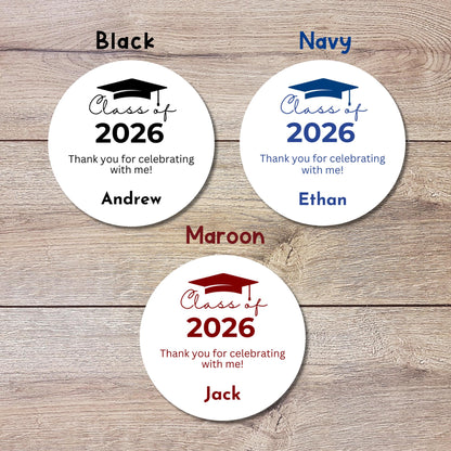 Class of 2026 Graduation Thank You Stickers, Personalized Party Favor Gift Bags, Envelope Seal Labels