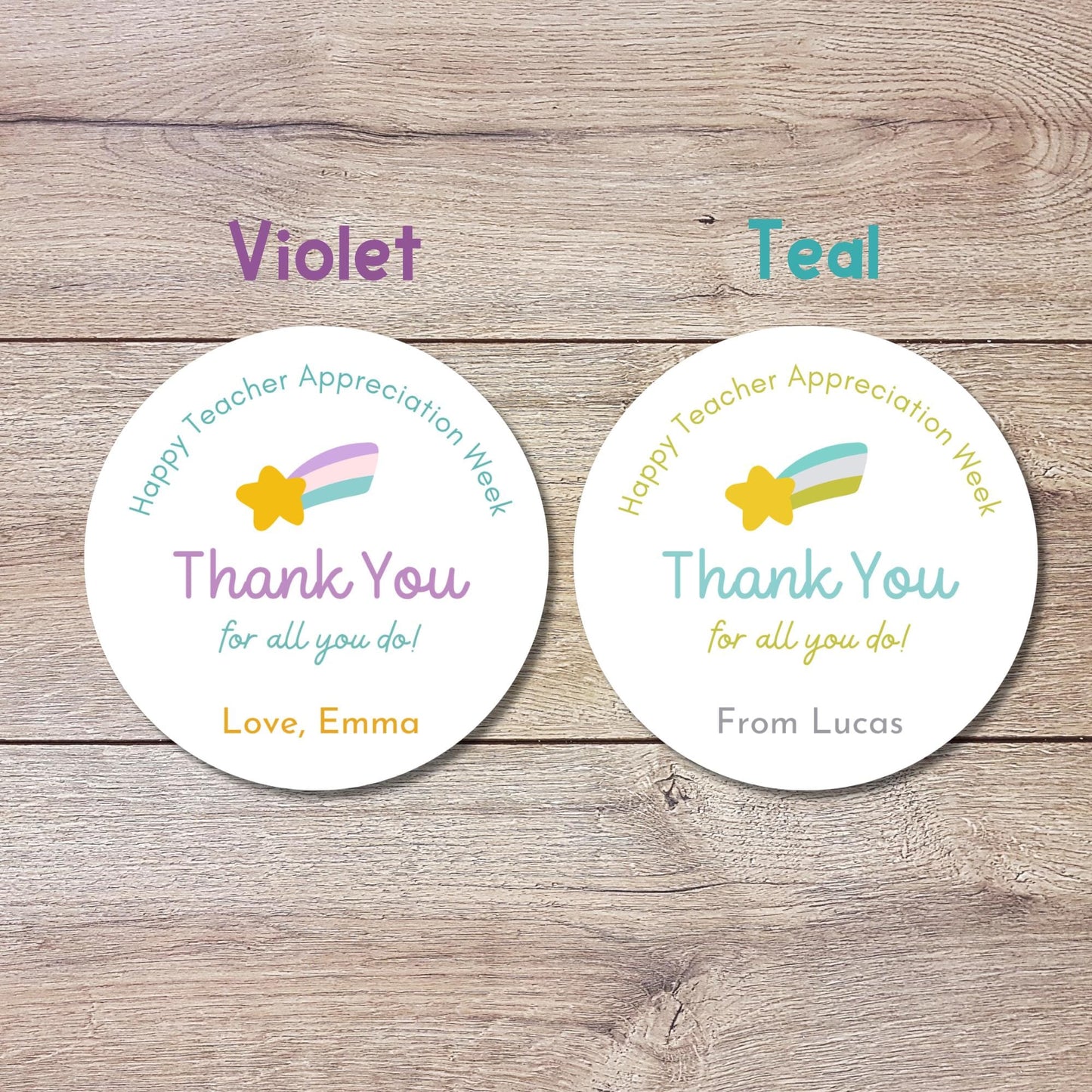 Personalized Teacher Appreciation Week Treat Bag Gift Labels, Thank You for All You Do Stickers