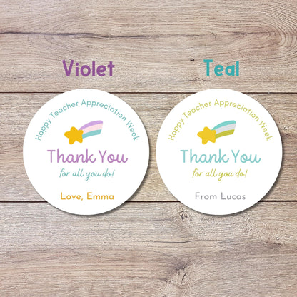 Personalized Teacher Appreciation Week Treat Bag Gift Labels, Thank You for All You Do Stickers