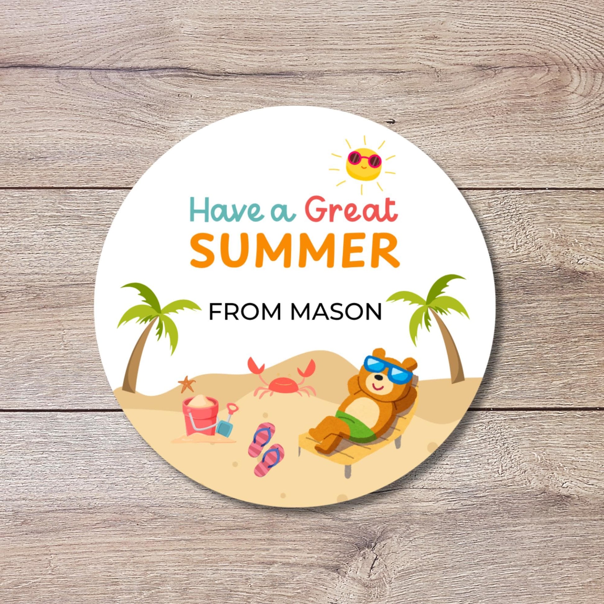 Personalized Have a Great Summer Stickers, Last Day End of School Party Gift Bag Labels