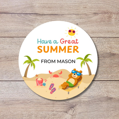 Personalized Have a Great Summer Stickers, Last Day End of School Party Gift Bag Labels