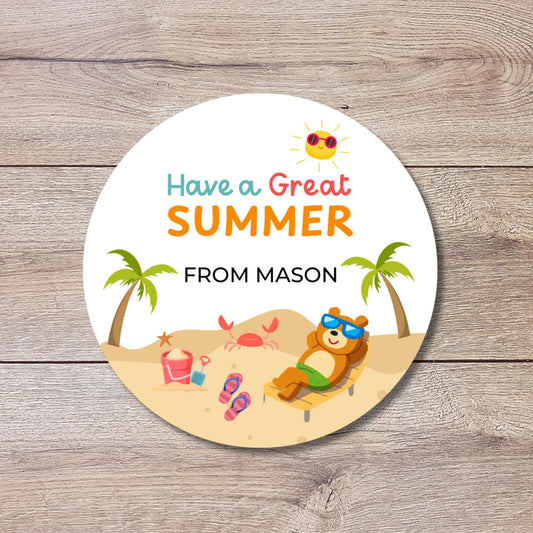 Personalized Have a Great Summer Stickers, Last Day End of School Party Gift Bag Labels