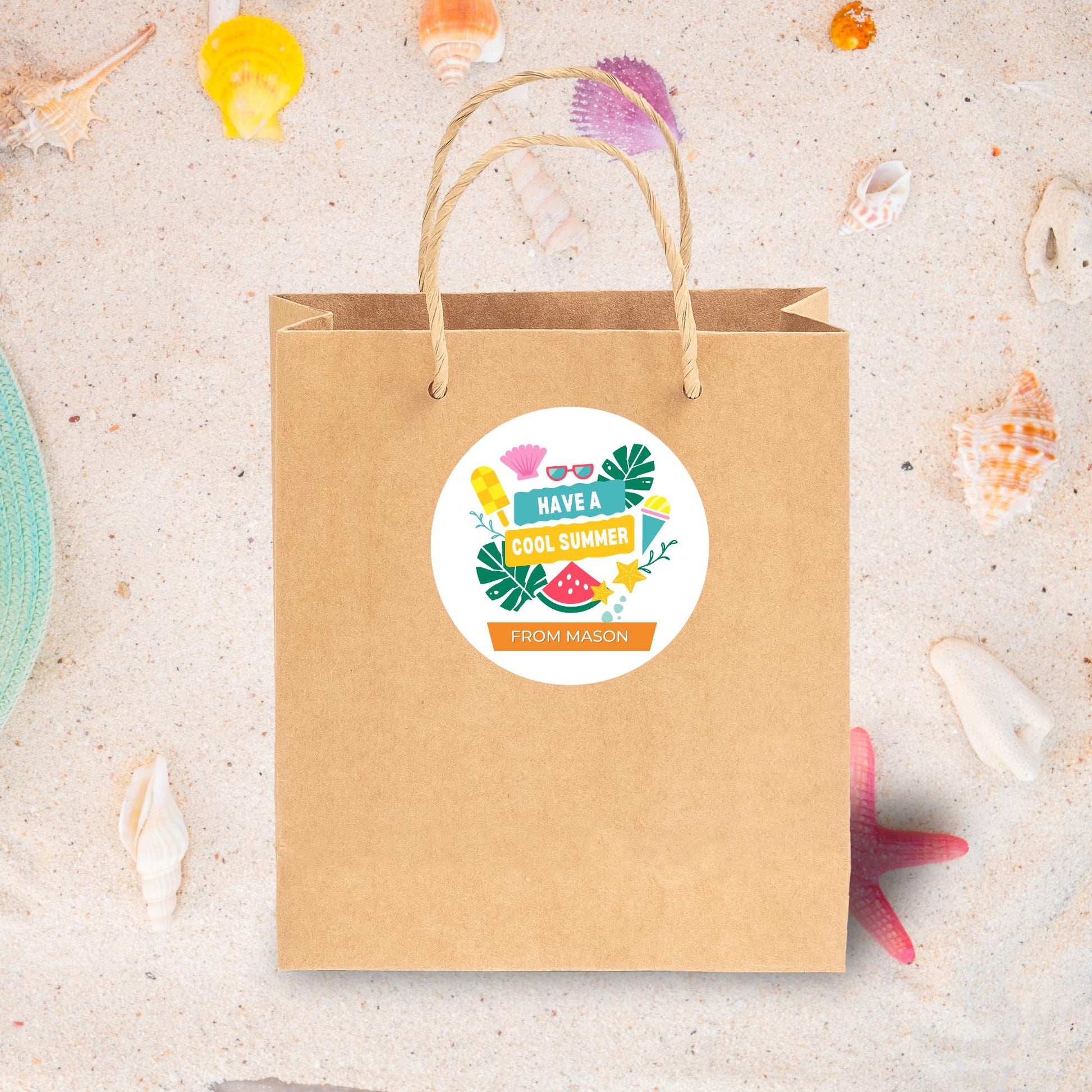 Personalized Have a Cool Summer Stickers, Last Day End of School Party Gift Bag Labels