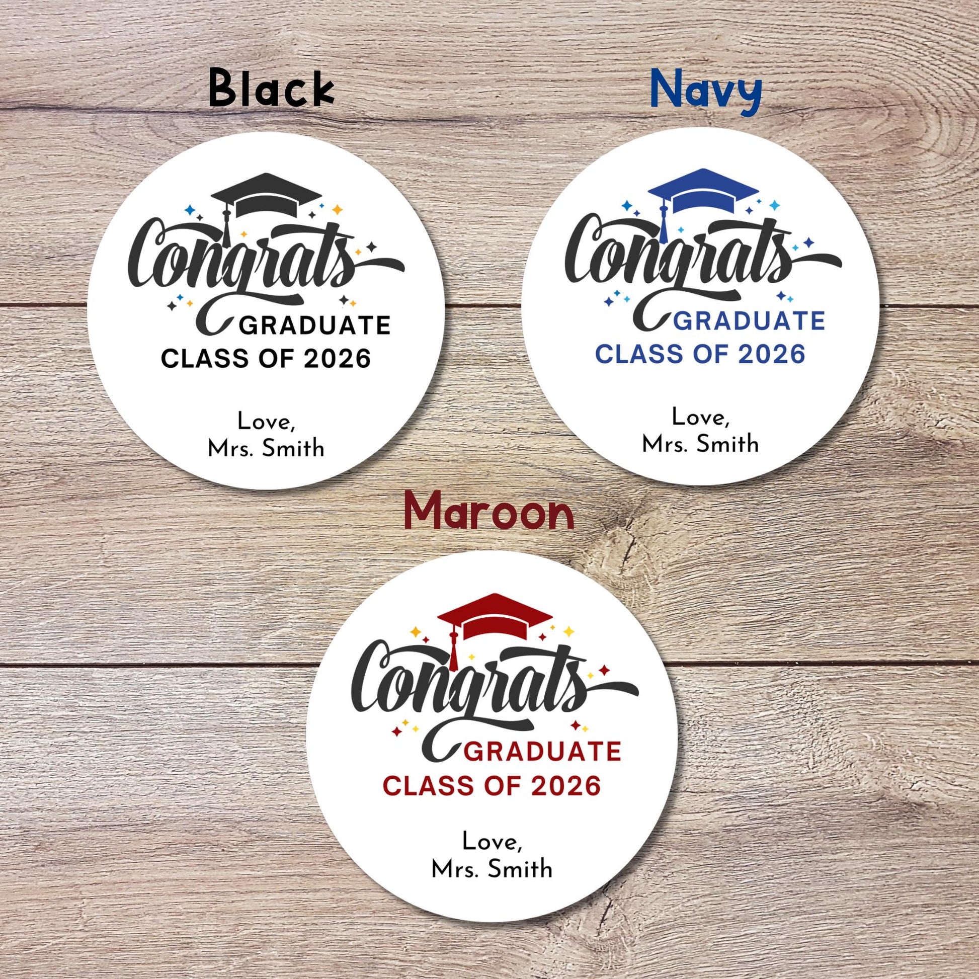 Congrats Graduate Class of 2026 Sticker, Personalized Graduation Grad Party Favor Gift Bags Labels