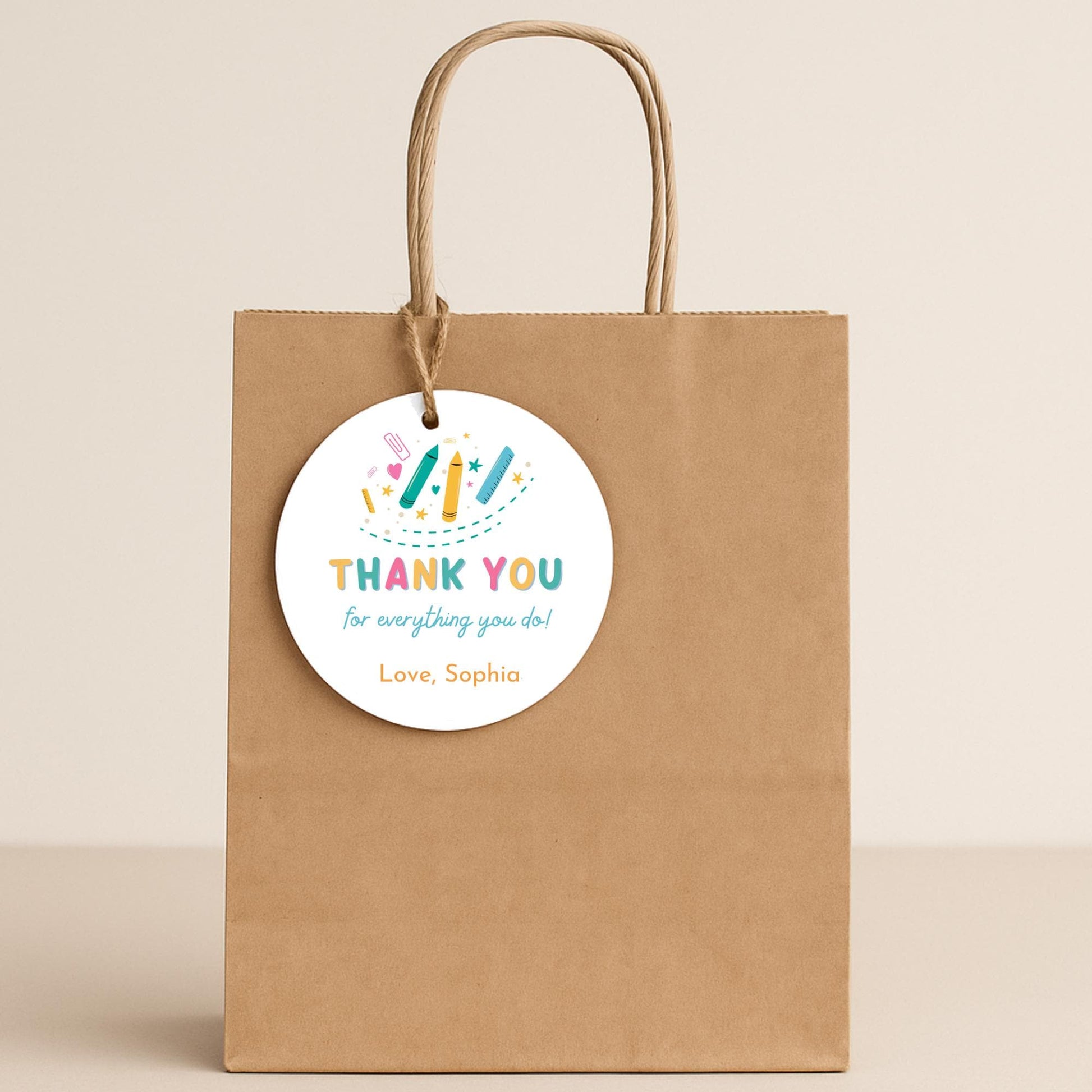 Thank You for Everything You Do Gift Tags, Kids Teacher Appreciation Week School Event Labels