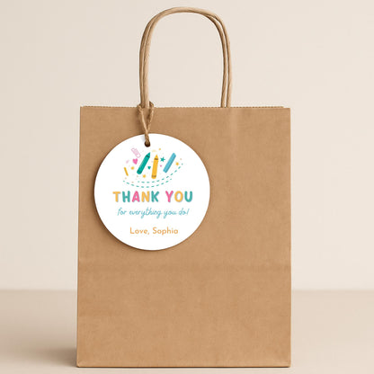 Thank You for Everything You Do Gift Tags, Kids Teacher Appreciation Week School Event Labels