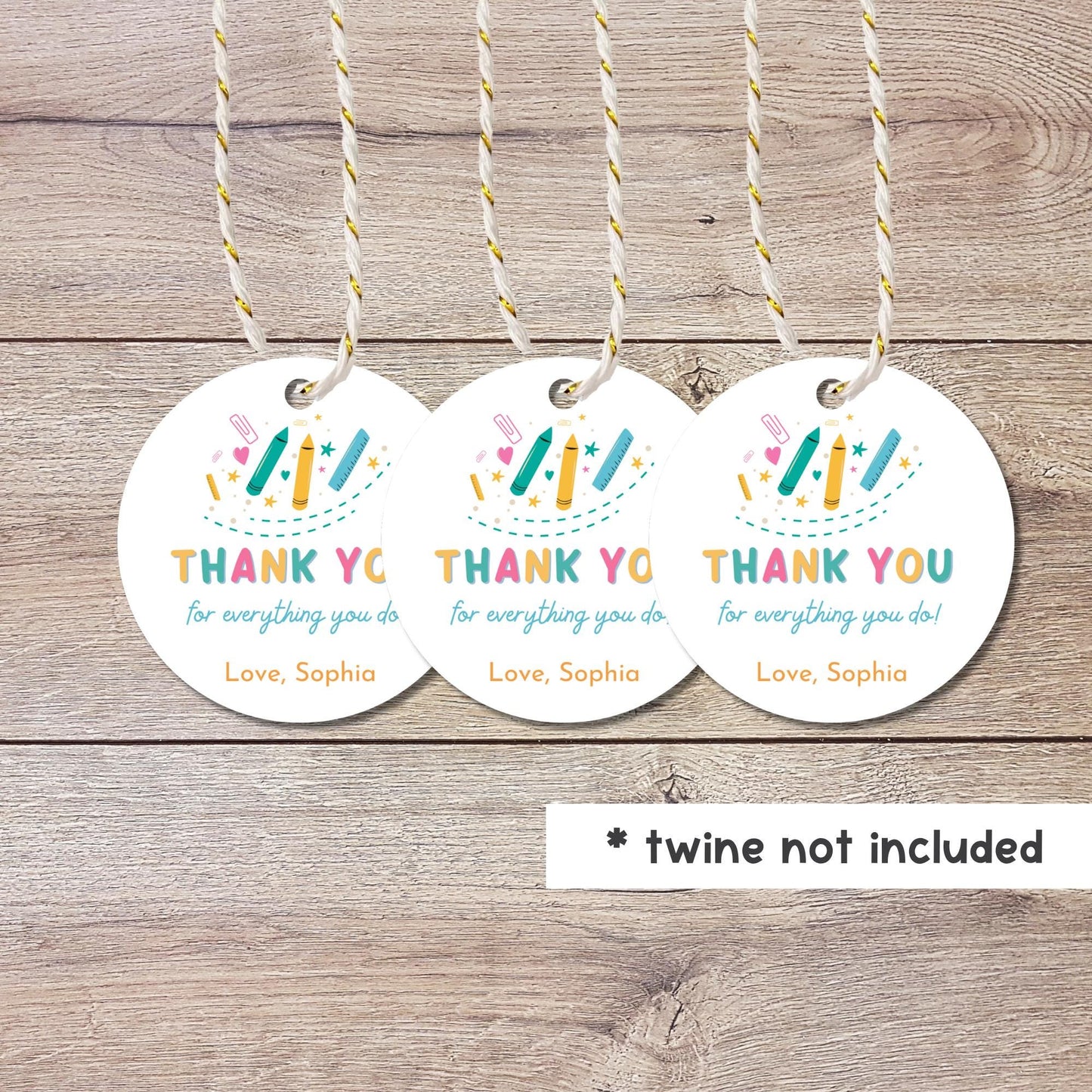 Thank You for Everything You Do Gift Tags, Kids Teacher Appreciation Week School Event Labels