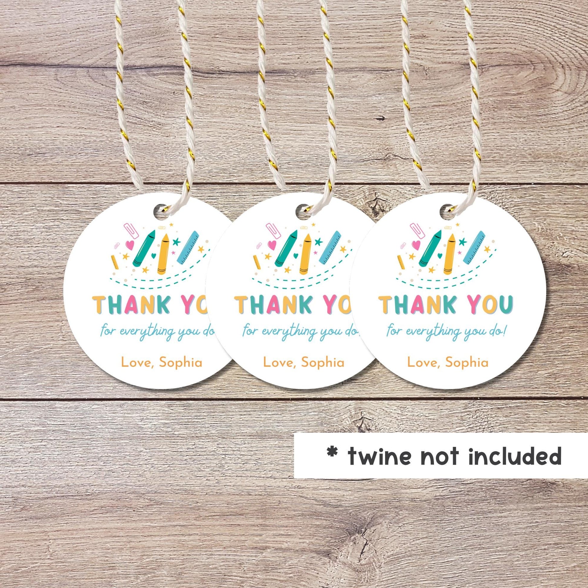 Thank You for Everything You Do Gift Tags, Kids Teacher Appreciation Week School Event Labels