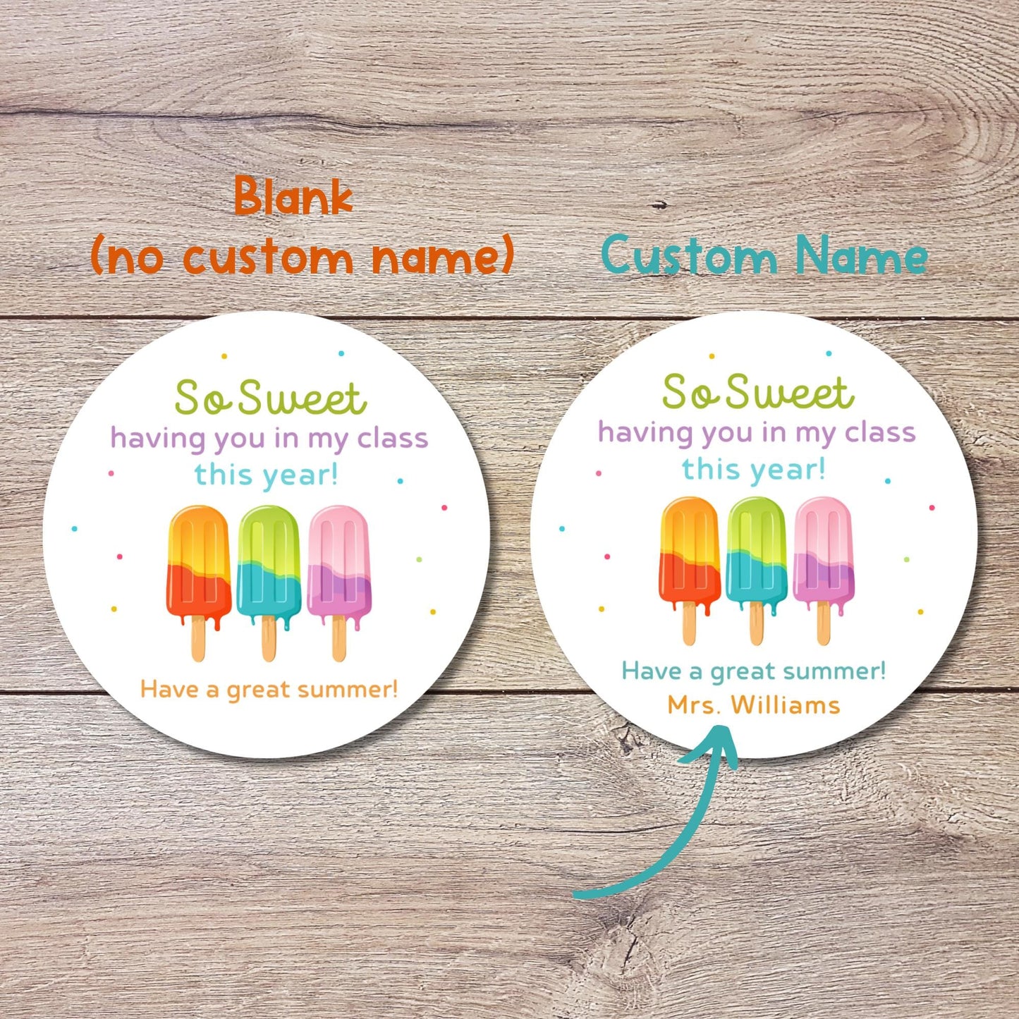 Personalized So Sweet Having You This Year Stickers, Last Day End of School Party Treat Bag Labels