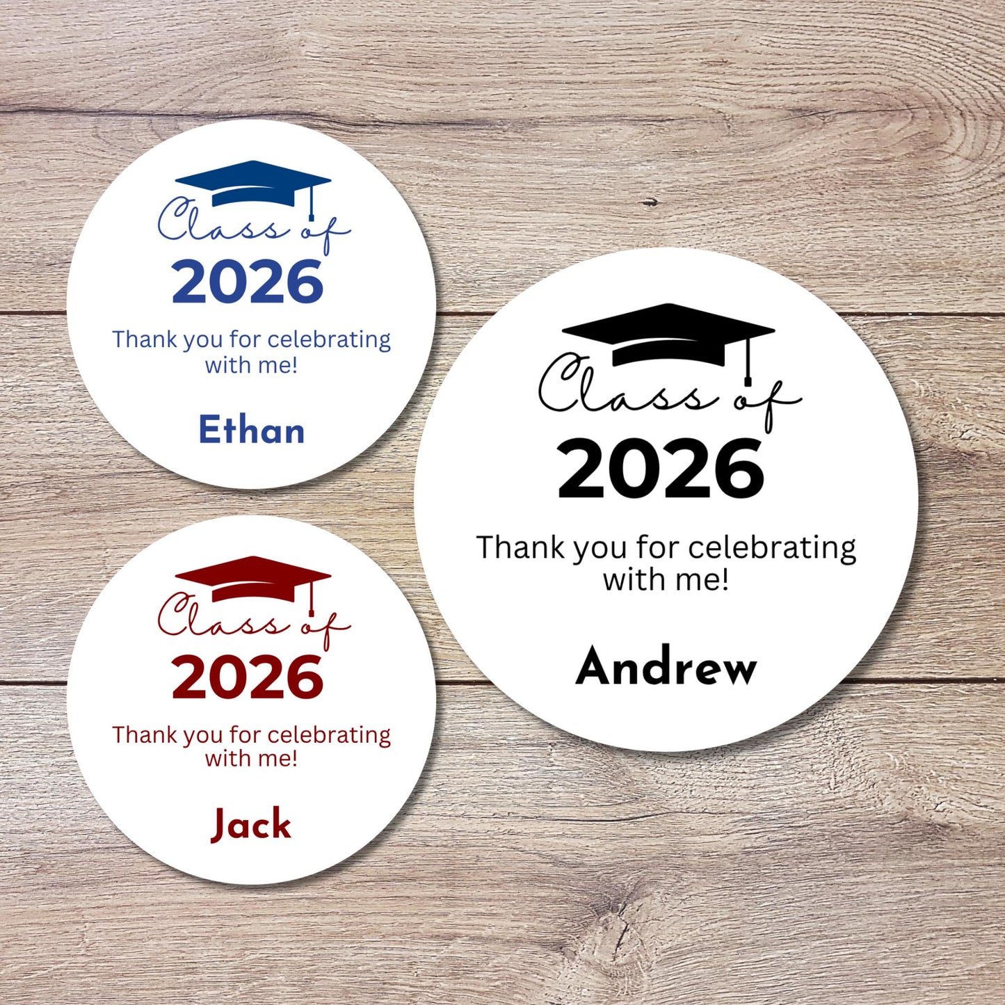 Class of 2026 Graduation Thank You Stickers, Personalized Party Favor Gift Bags, Envelope Seal Labels