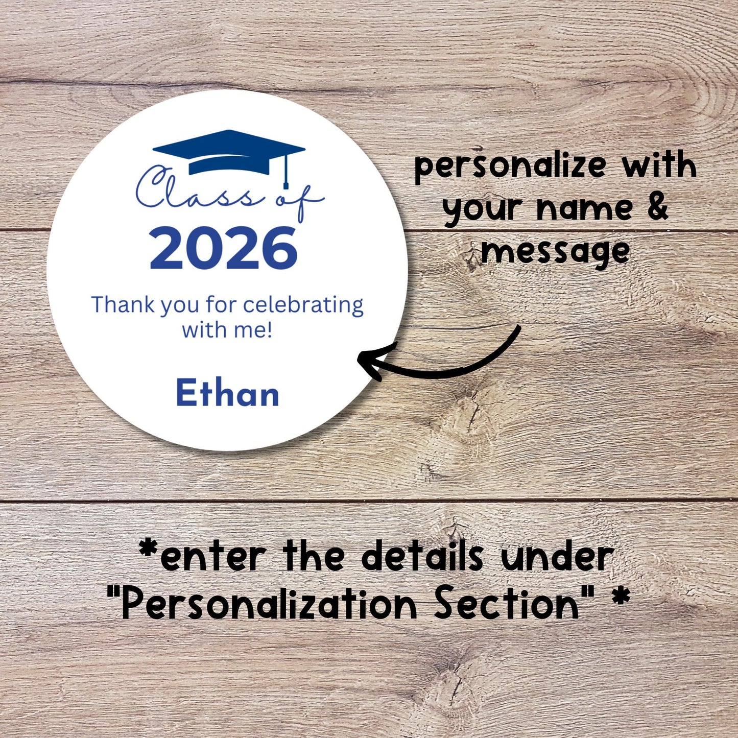 Class of 2026 Graduation Thank You Stickers, Personalized Party Favor Gift Bags, Envelope Seal Labels