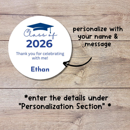 Class of 2026 Graduation Thank You Stickers, Personalized Party Favor Gift Bags, Envelope Seal Labels