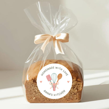 Personalized Baked with Love Stickers, Custom Homemade Baking Small Business Bakery Packaging Labels
