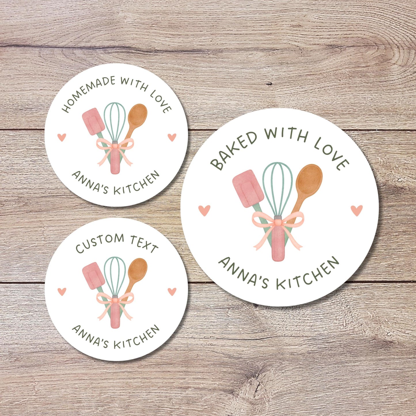 Personalized Baked with Love Stickers, Custom Homemade Baking Small Business Bakery Packaging Labels