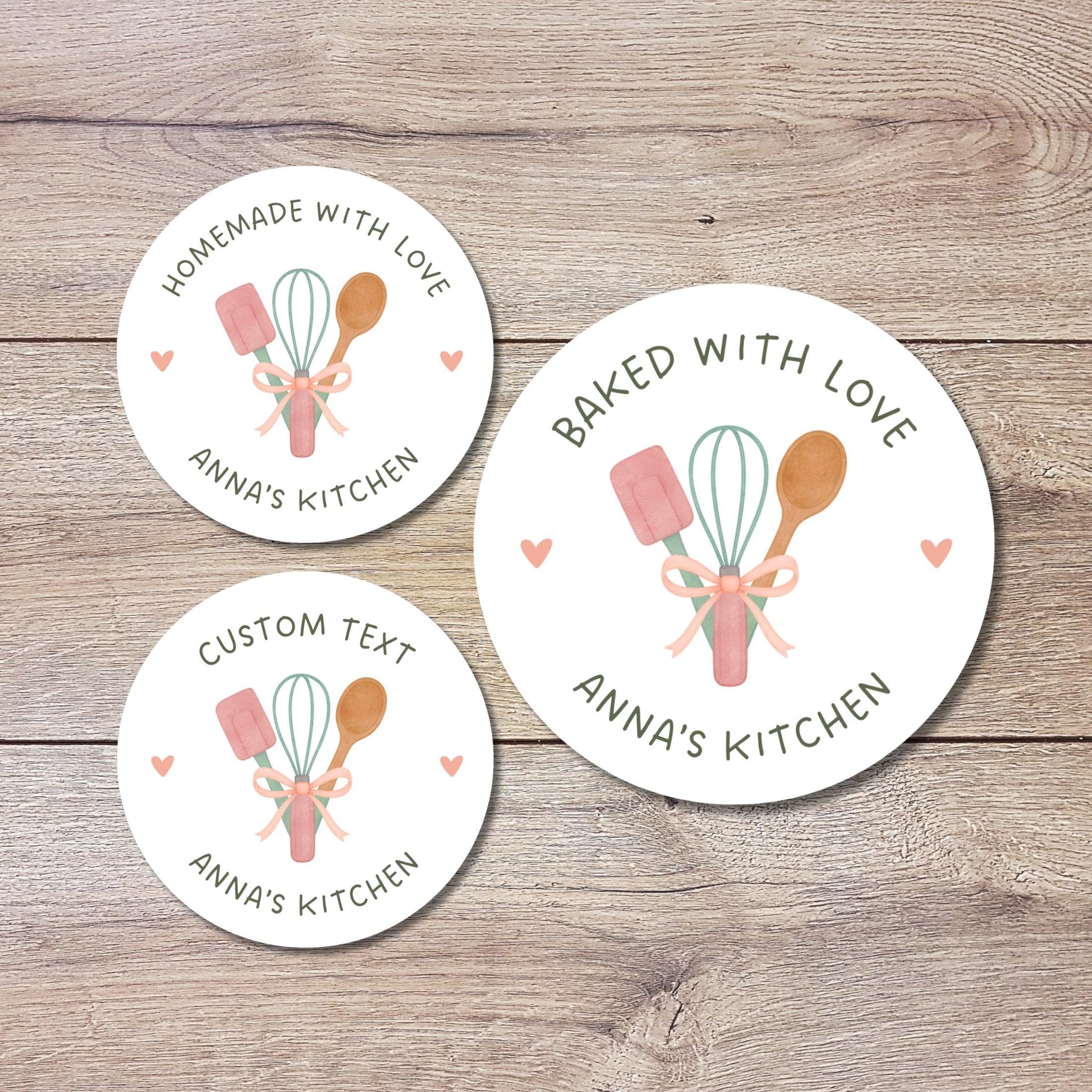 Personalized Baked with Love Stickers, Custom Homemade Baking Small Business Bakery Packaging Labels