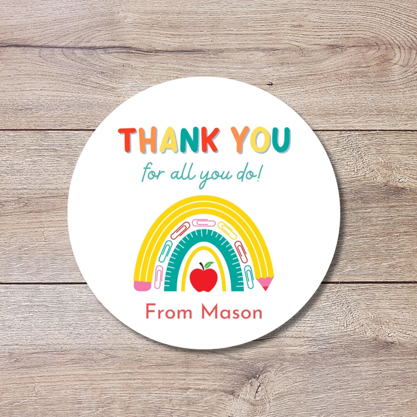 Thank You for All You Do Stickers, Personalized Teacher Appreciation Treat Bag Gift Labels