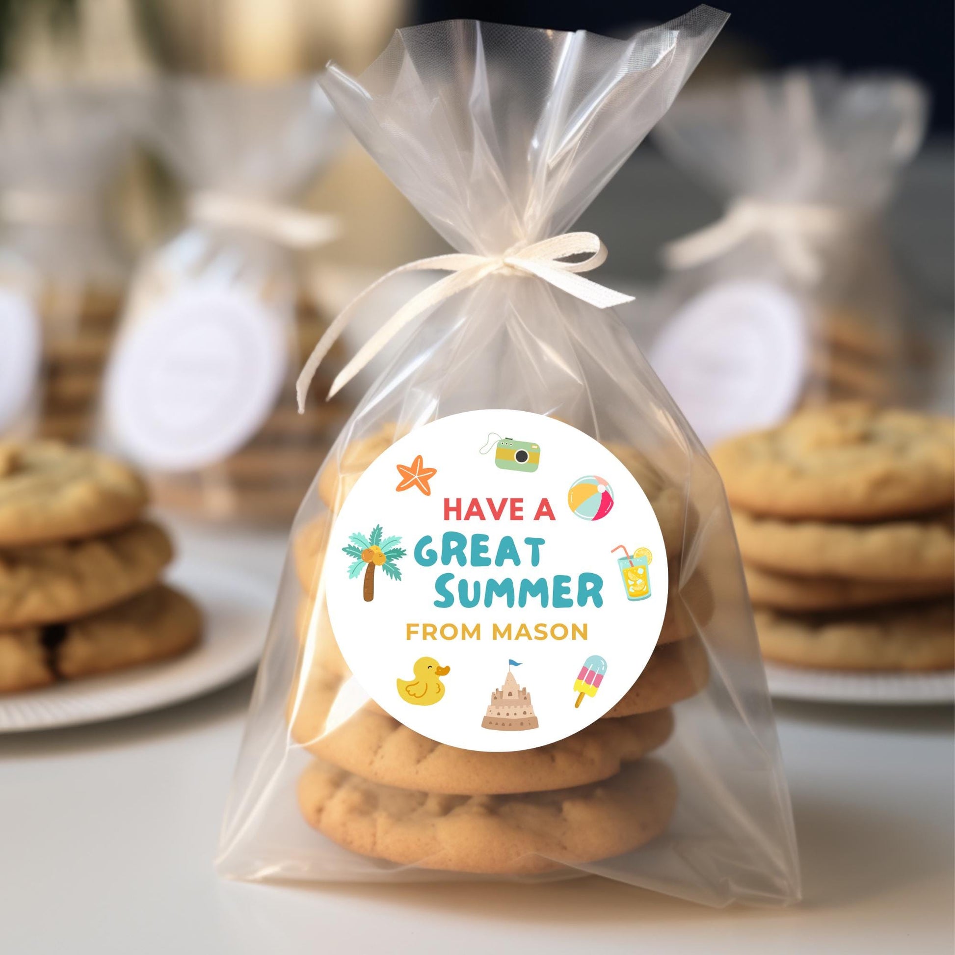 Personalized Have a Great Summer Stickers, Kids Last Day End of School Party Gift Bag Labels