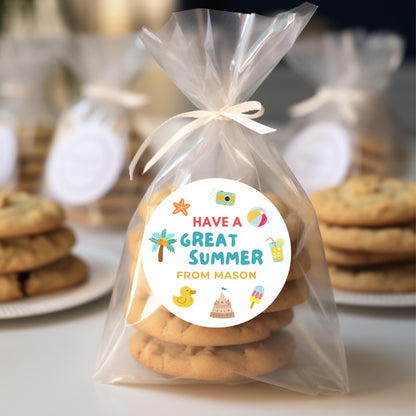 Personalized Have a Great Summer Stickers, Kids Last Day End of School Party Gift Bag Labels