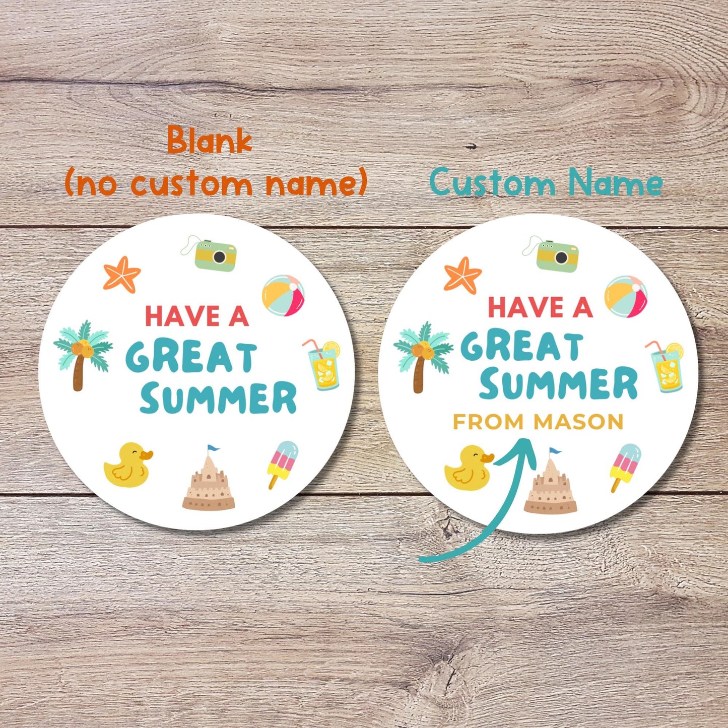 Personalized Have a Great Summer Stickers, Kids Last Day End of School Party Gift Bag Labels