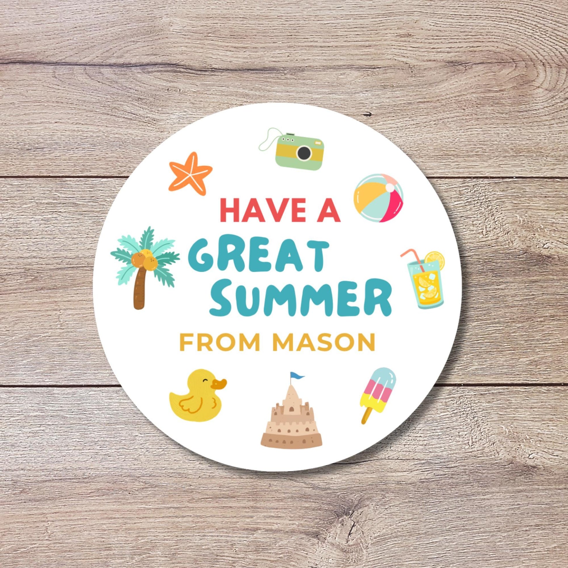 Personalized Have a Great Summer Stickers, Kids Last Day End of School Party Gift Bag Labels
