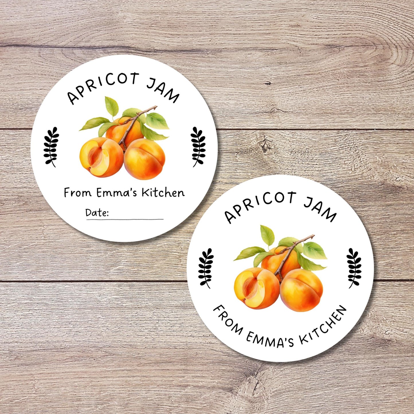 Personalized Apricot Jam Jelly Stickers, Custom Fruit Preserves Canning with Date Line Labels