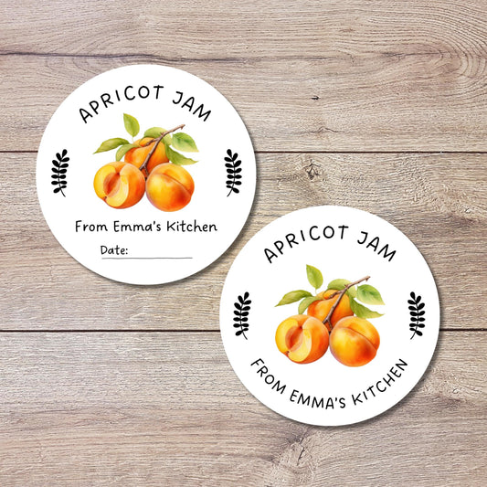Personalized Apricot Jam Jelly Stickers, Custom Fruit Preserves Canning with Date Line Labels