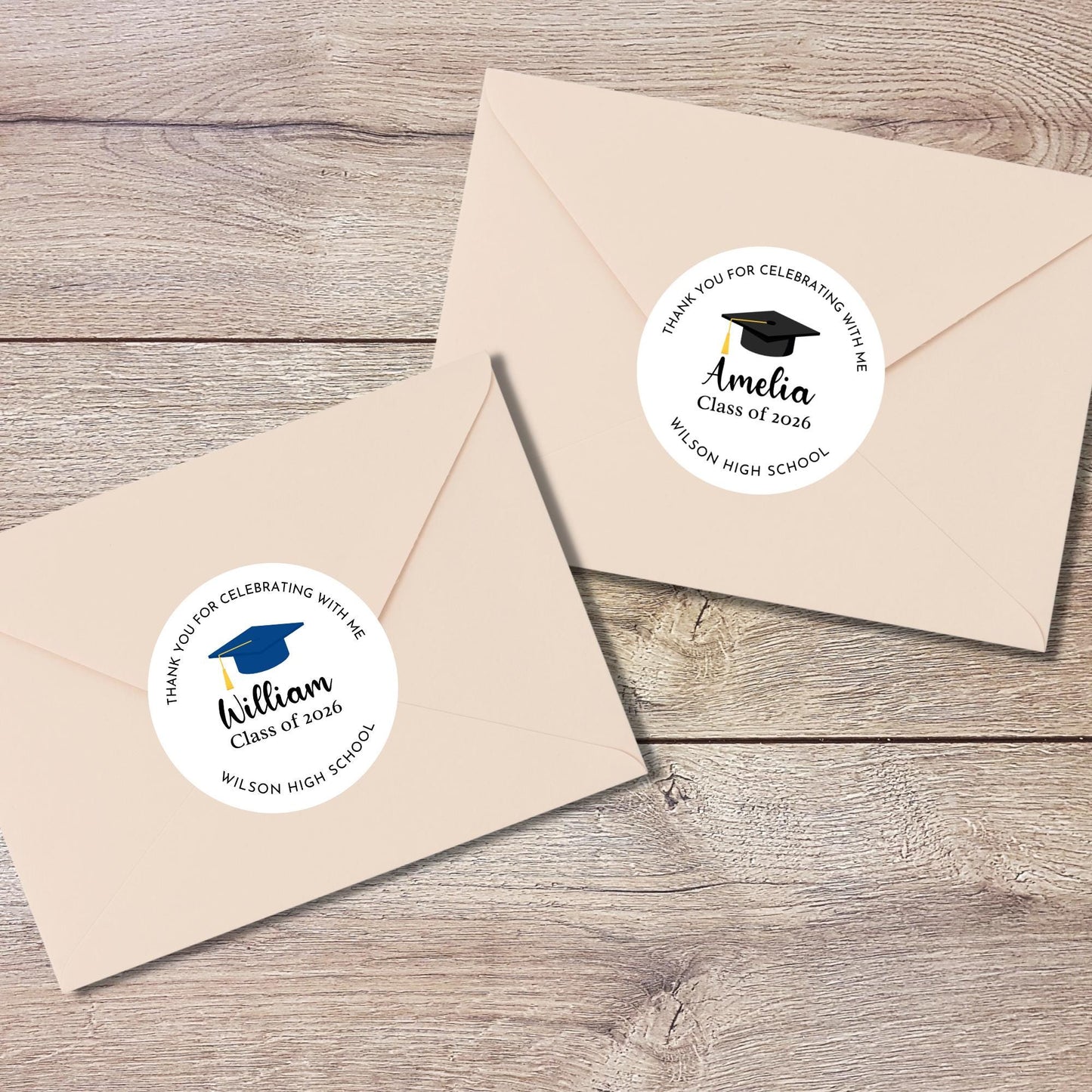 Class of 2026 Graduation Thank You for Celebrating Stickers, Personalized Party Favor Gift Bags Labels