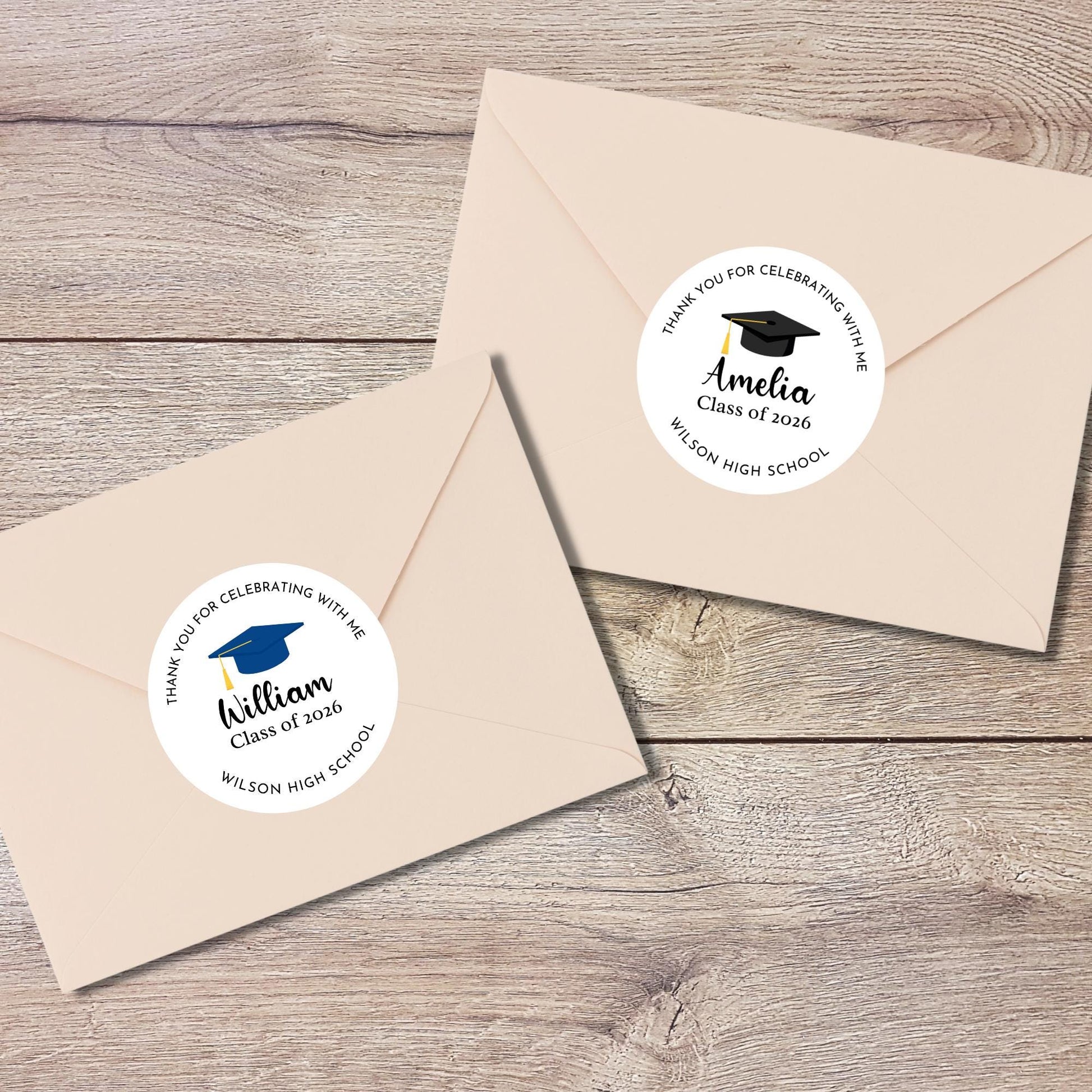 Class of 2026 Graduation Thank You for Celebrating Stickers, Personalized Party Favor Gift Bags Labels