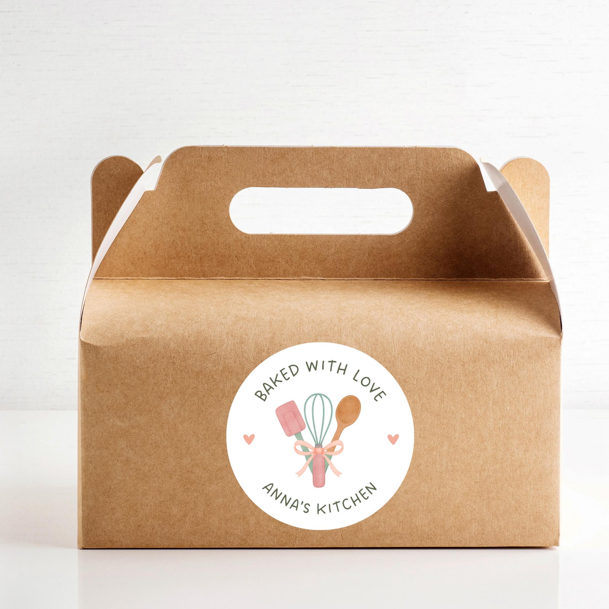 Personalized Baked with Love Stickers, Custom Homemade Baking Small Business Bakery Packaging Labels