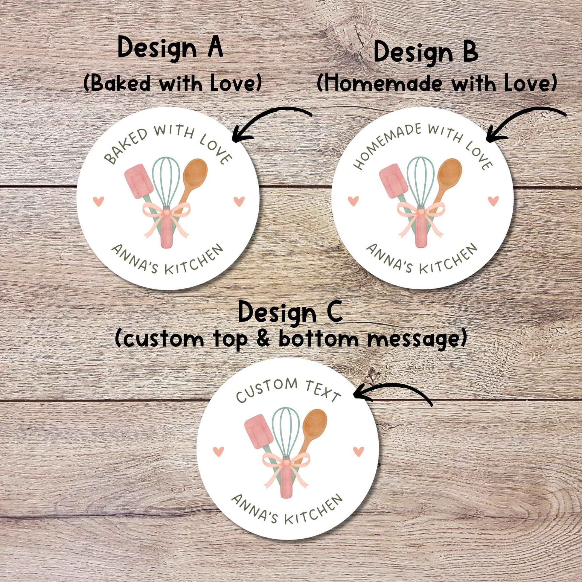 Personalized Baked with Love Stickers, Custom Homemade Baking Small Business Bakery Packaging Labels