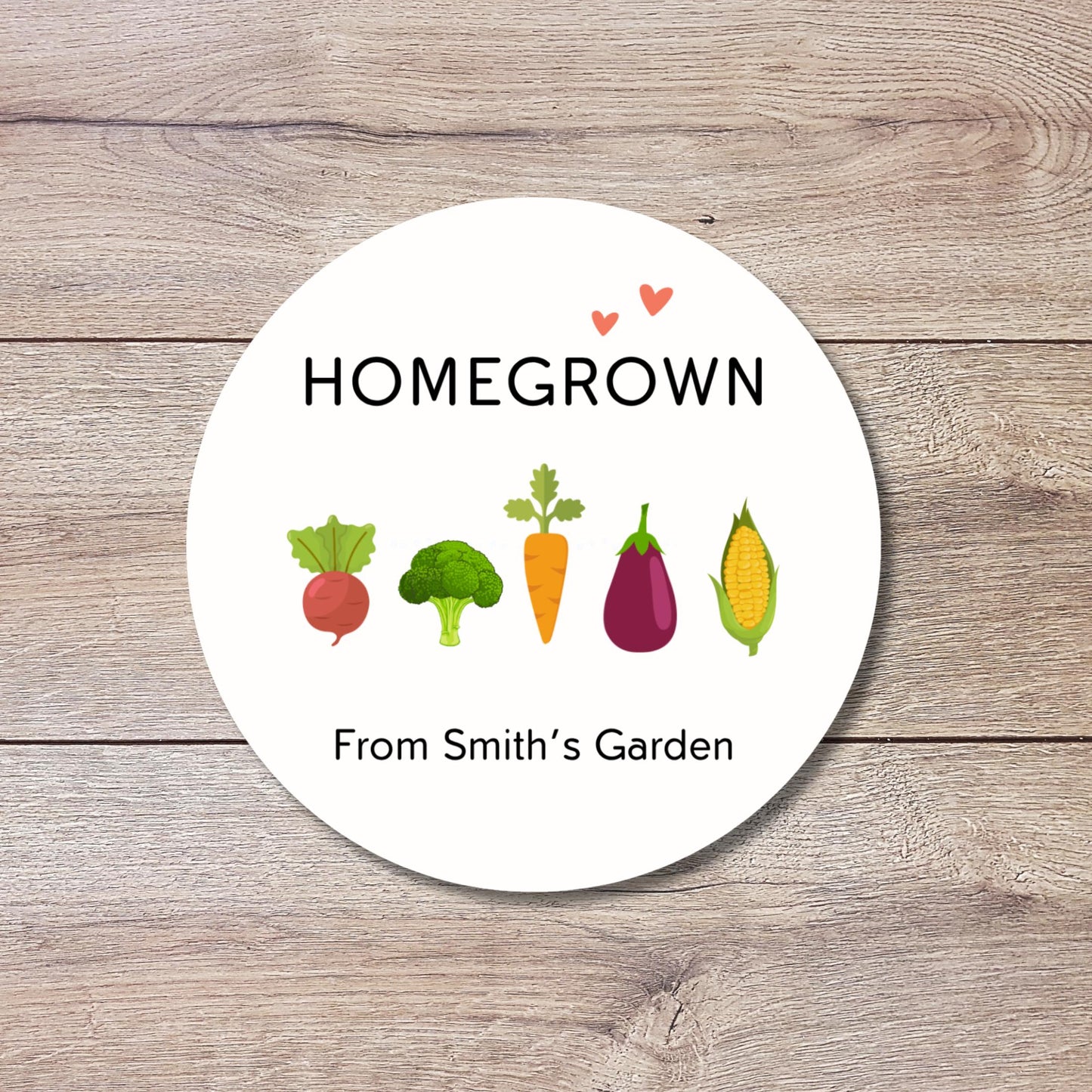 Homegrown Vegetable Personalized Stickers, Customized Labels for Gardening Organic Fresh Produce Labels