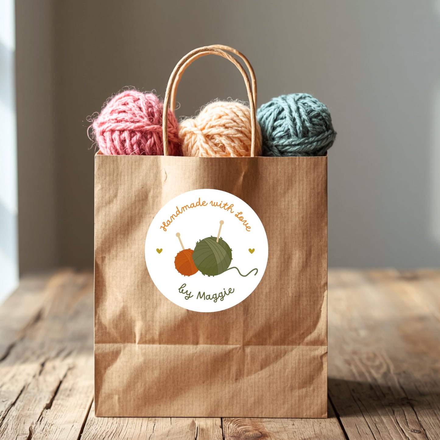 Personalized Handmade with Love Stickers, Customized Knitted Goods Small Business Product Packaging Labels