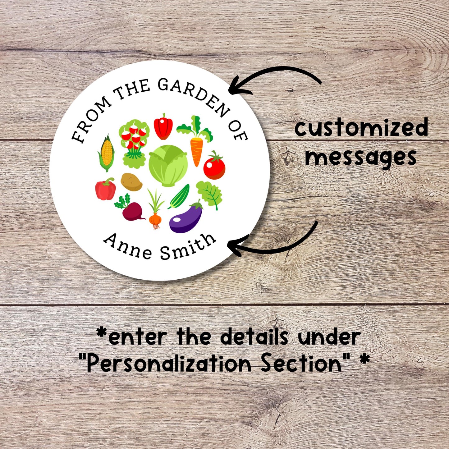 From the Garden of Vegetable Personalized Stickers, Customized Labels for Gardening Organic Fresh Produce Labels