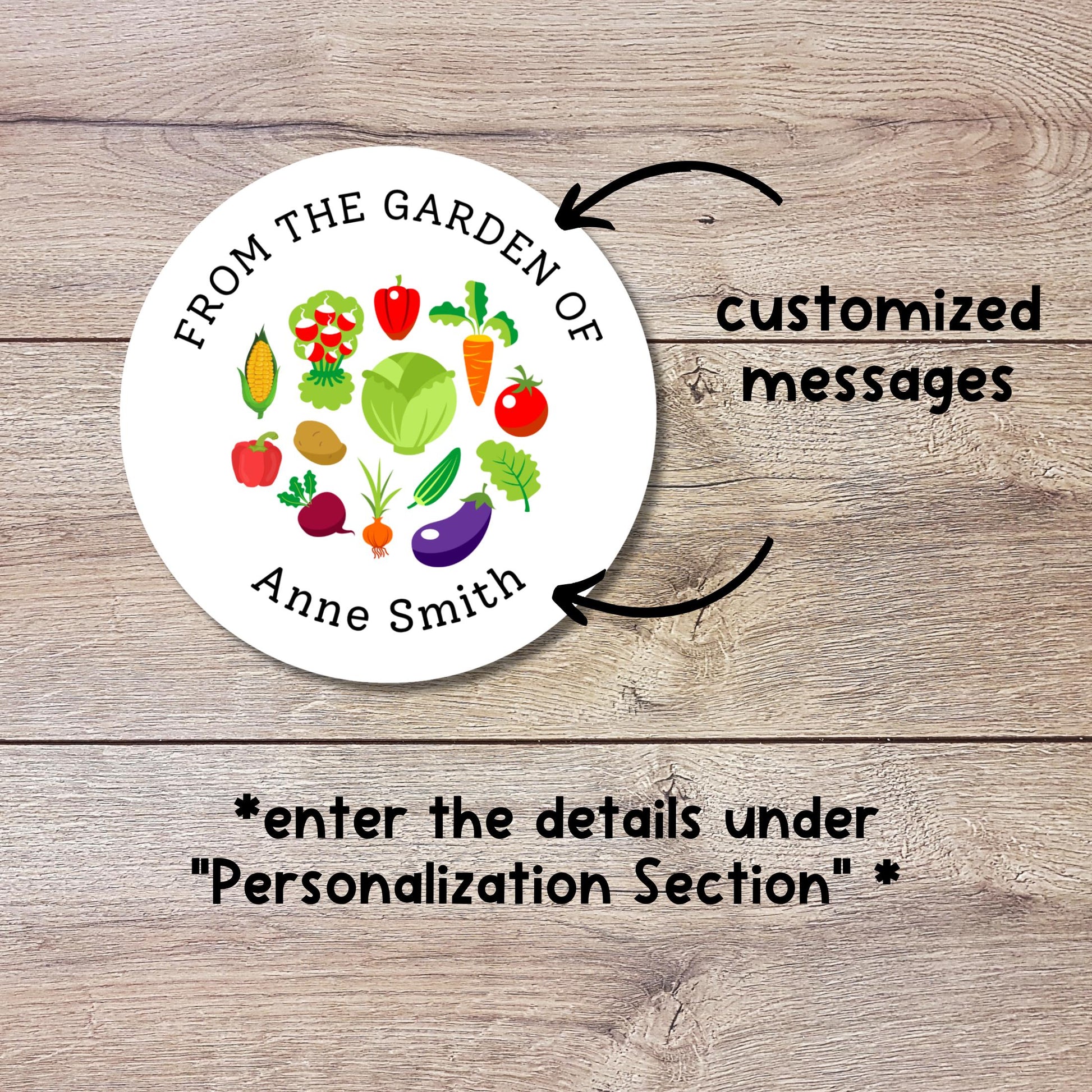 From the Garden of Vegetable Personalized Stickers, Customized Labels for Gardening Organic Fresh Produce Labels