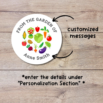 From the Garden of Vegetable Personalized Stickers, Customized Labels for Gardening Organic Fresh Produce Labels