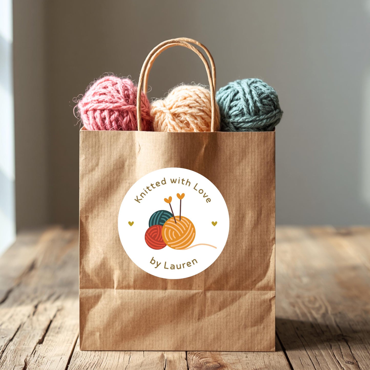 Personalized Knitted with Love Stickers, Customized Handmade Homemade Small Business Product Packaging Labels