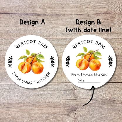 Personalized Apricot Jam Jelly Stickers, Custom Fruit Preserves Canning with Date Line Labels