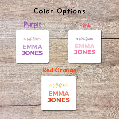 Personalized A Gift From Square Stickers, Custom Kids Birthday Party Favor Teacher Gift Bags Labels
