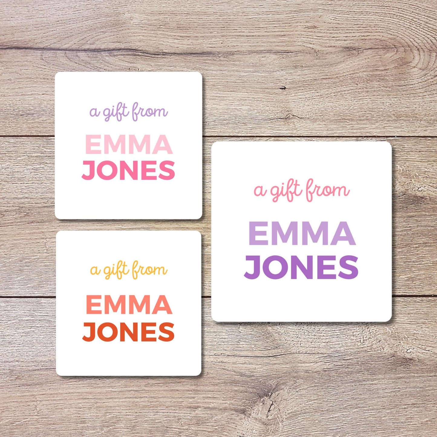 Personalized A Gift From Square Stickers, Custom Kids Birthday Party Favor Teacher Gift Bags Labels