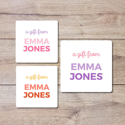 Personalized A Gift From Square Stickers, Custom Kids Birthday Party Favor Teacher Gift Bags Labels