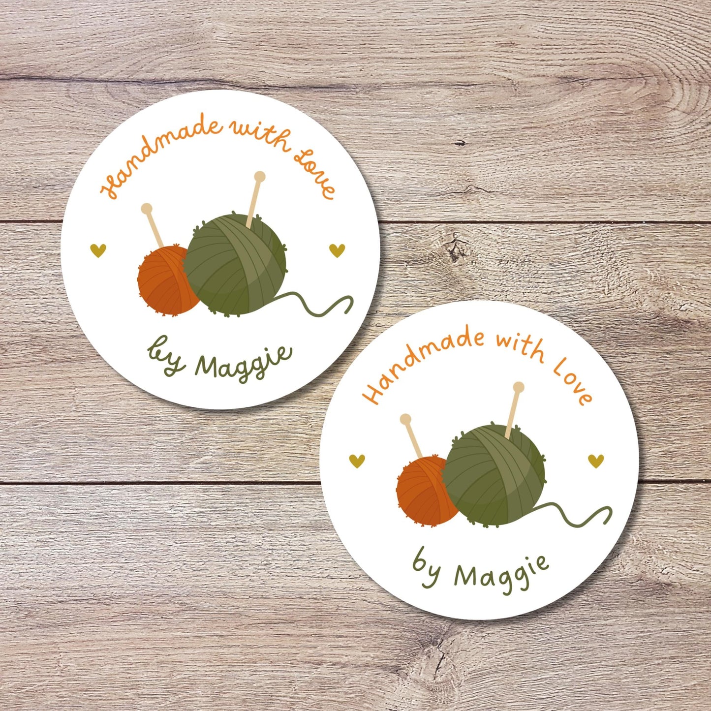 Personalized Handmade with Love Stickers, Customized Knitted Goods Small Business Product Packaging Labels