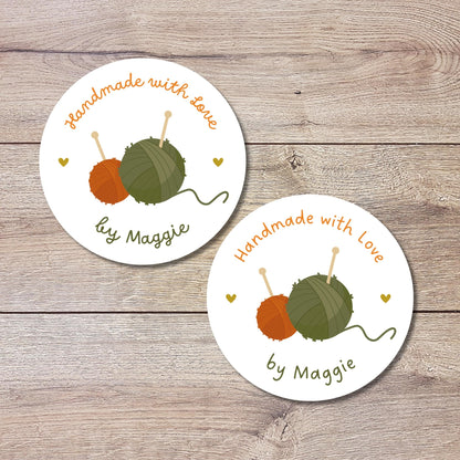 Personalized Handmade with Love Stickers, Customized Knitted Goods Small Business Product Packaging Labels