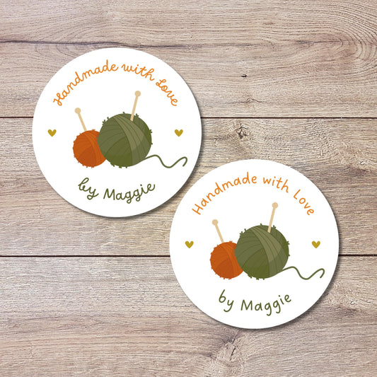 Personalized Handmade with Love Stickers, Customized Knitted Goods Small Business Product Packaging Labels